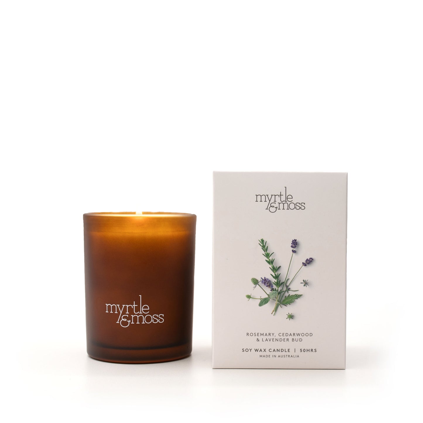 Myrtle & Moss Signature Soy Wax Candle Rosemary, Cedarwood & Lavender Bud 50-Hour