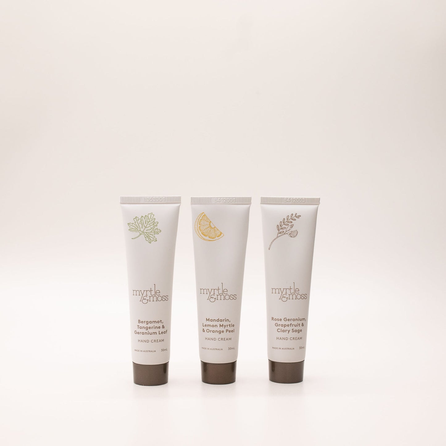 Myrtle & Moss Signature 30mL hand cream collection