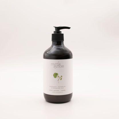 Myrtle & Moss Signature Body Lotion Bergamot Rind, Tangerine & Geranium Leaf 500mL