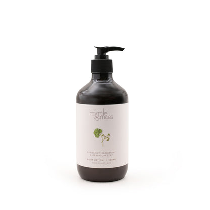 Myrtle & Moss Signature Body Lotion Bergamot Rind, Tangerine & Geranium Leaf 500mL