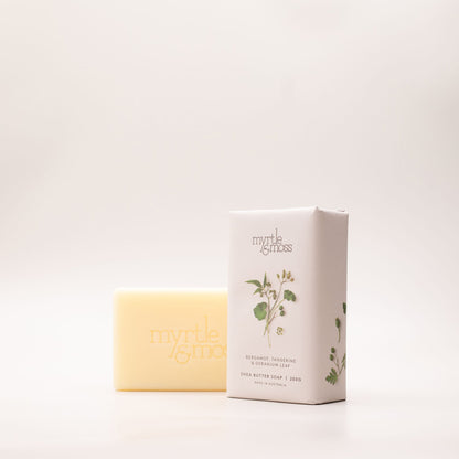 Myrtle & Moss Signature Shea Butter Soap Bergamot Rind, Tangerine & Geranium Leaf 200g
