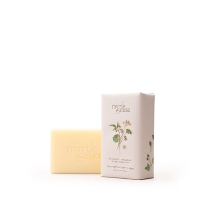 Myrtle & Moss Signature Shea Butter Soap Bergamot Rind, Tangerine & Geranium Leaf 200g