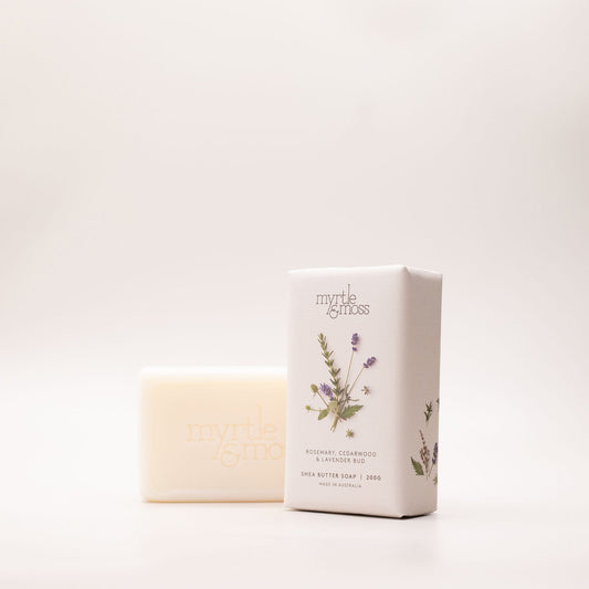 Myrtle & Moss Signature Shea Butter Soap Rosemary, Cedarwood & Lavender Bud 200g