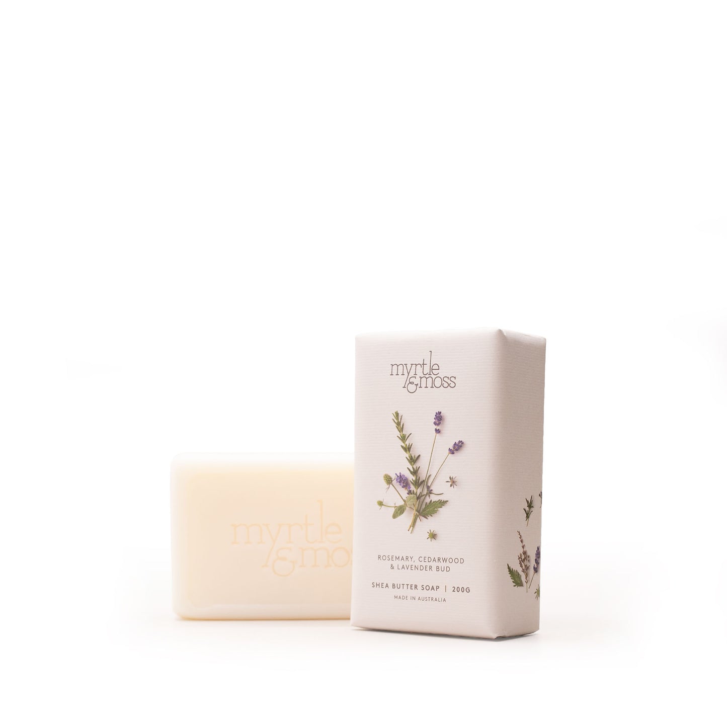 Myrtle & Moss Signature Shea Butter Soap Rosemary, Cedarwood & Lavender Bud 200g