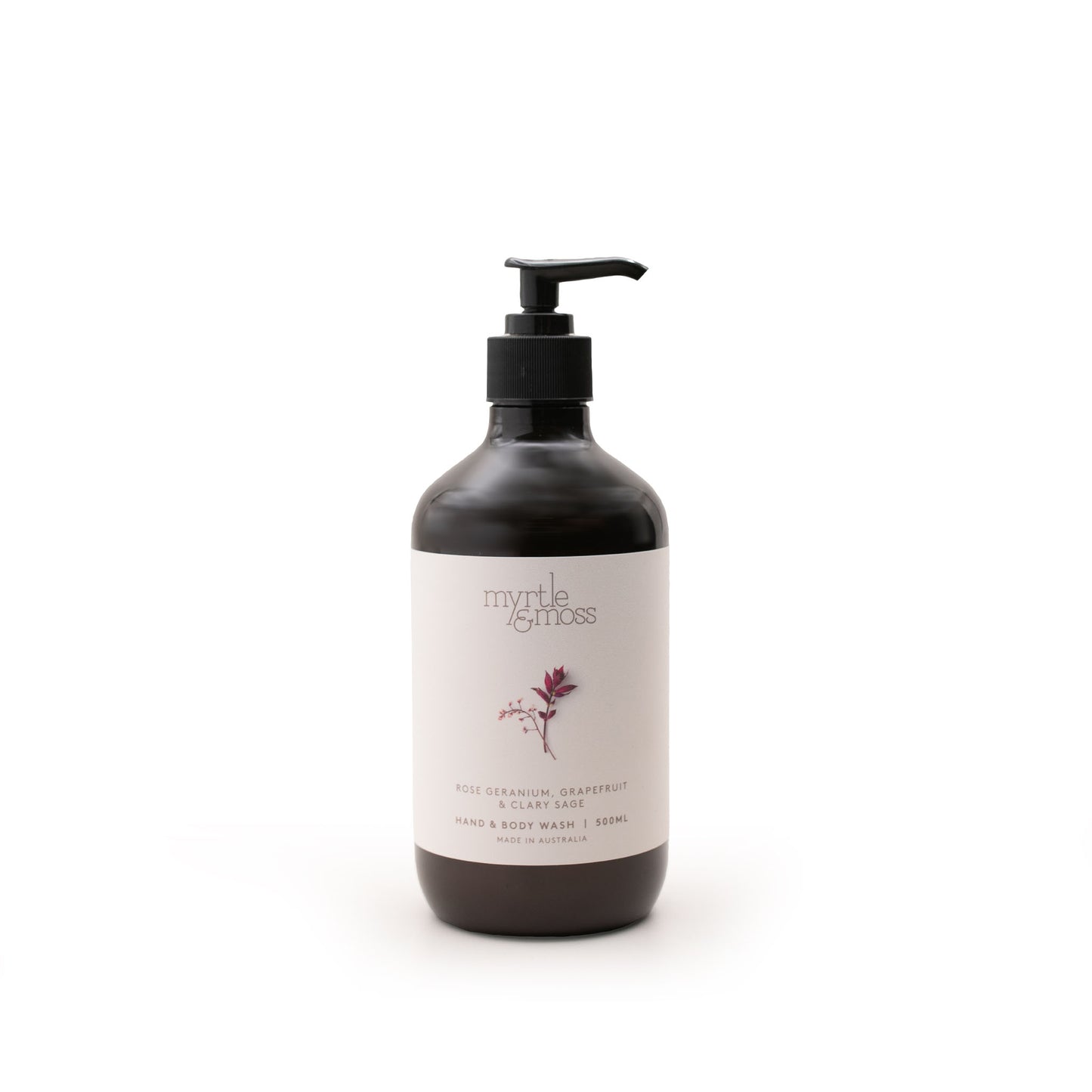 Myrtle & Moss Signature Hand & Body Wash Rose Geranium, Grapefruit & Clary Sage 500mL