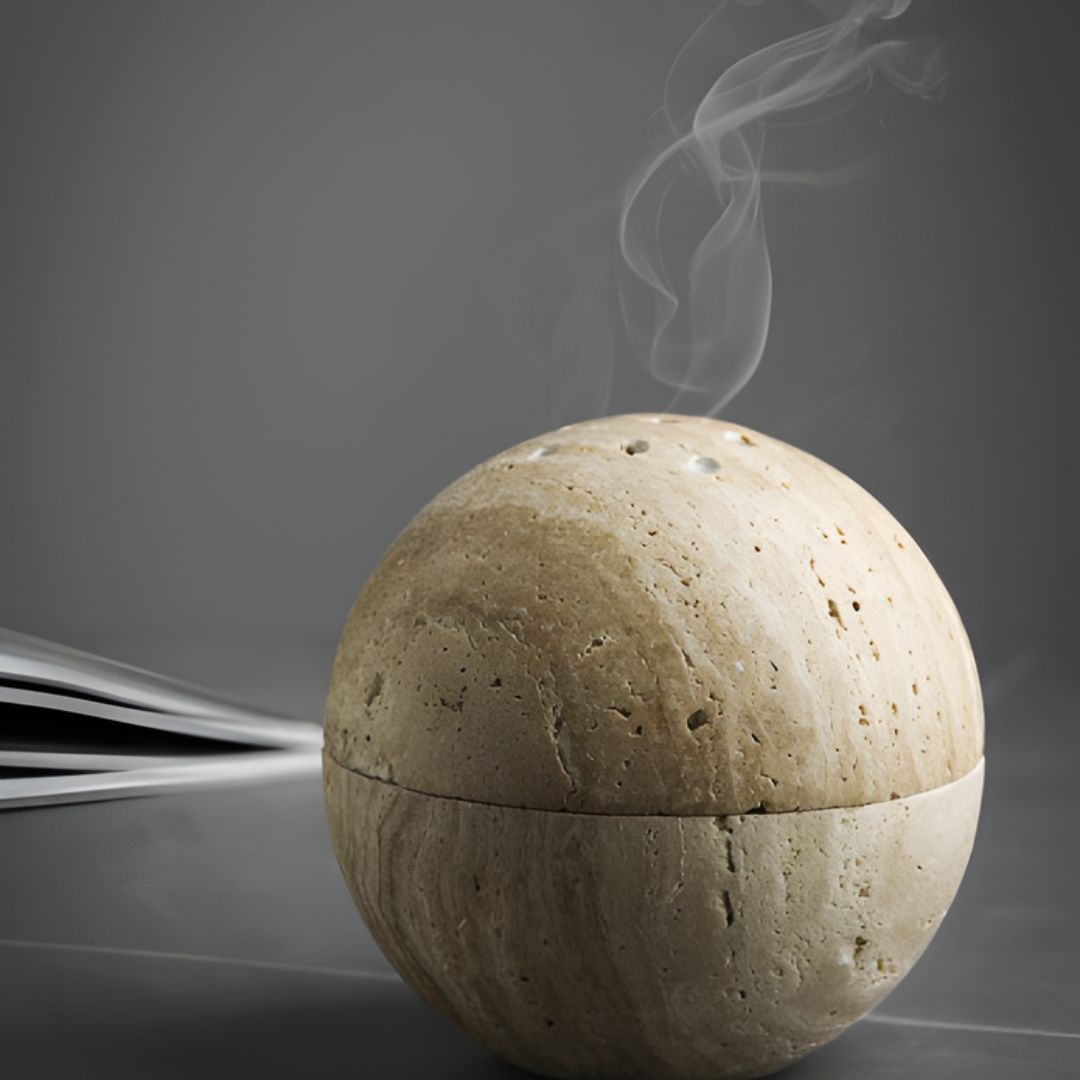 Natural Yellow Cave Stone Incense Burner European Style Marble Oil Burner