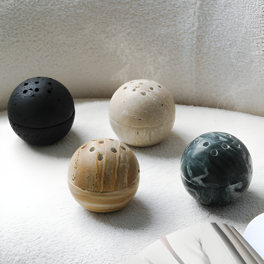 Natural Yellow Cave Stone Incense Burner European Style Marble Oil Burner