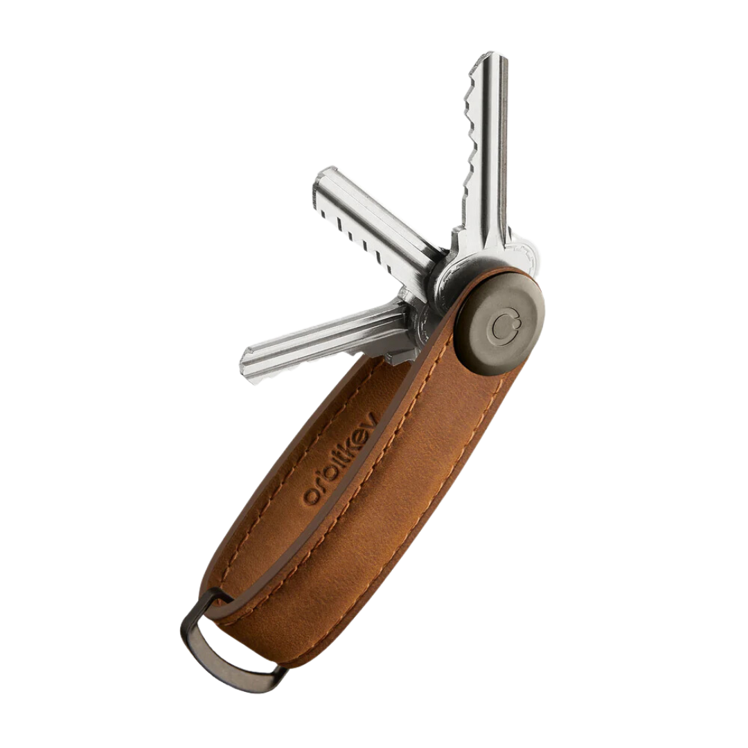 Orbitkey - Key Organiser Crazy-Horse Chestnut Brown with Brown Stitching