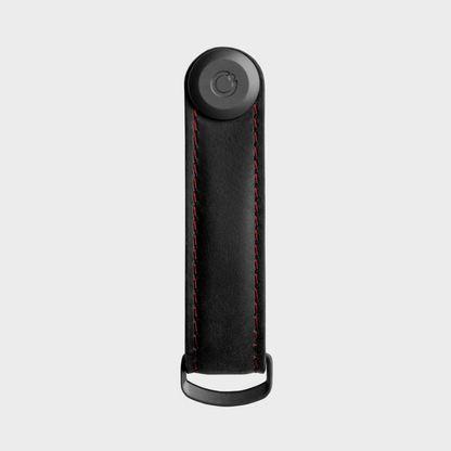 Orbitkey - Key Organiser Crazy-Horse Obsidian Black with Red Stitching