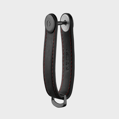 Orbitkey - Key Organiser Crazy-Horse Obsidian Black with Red Stitching