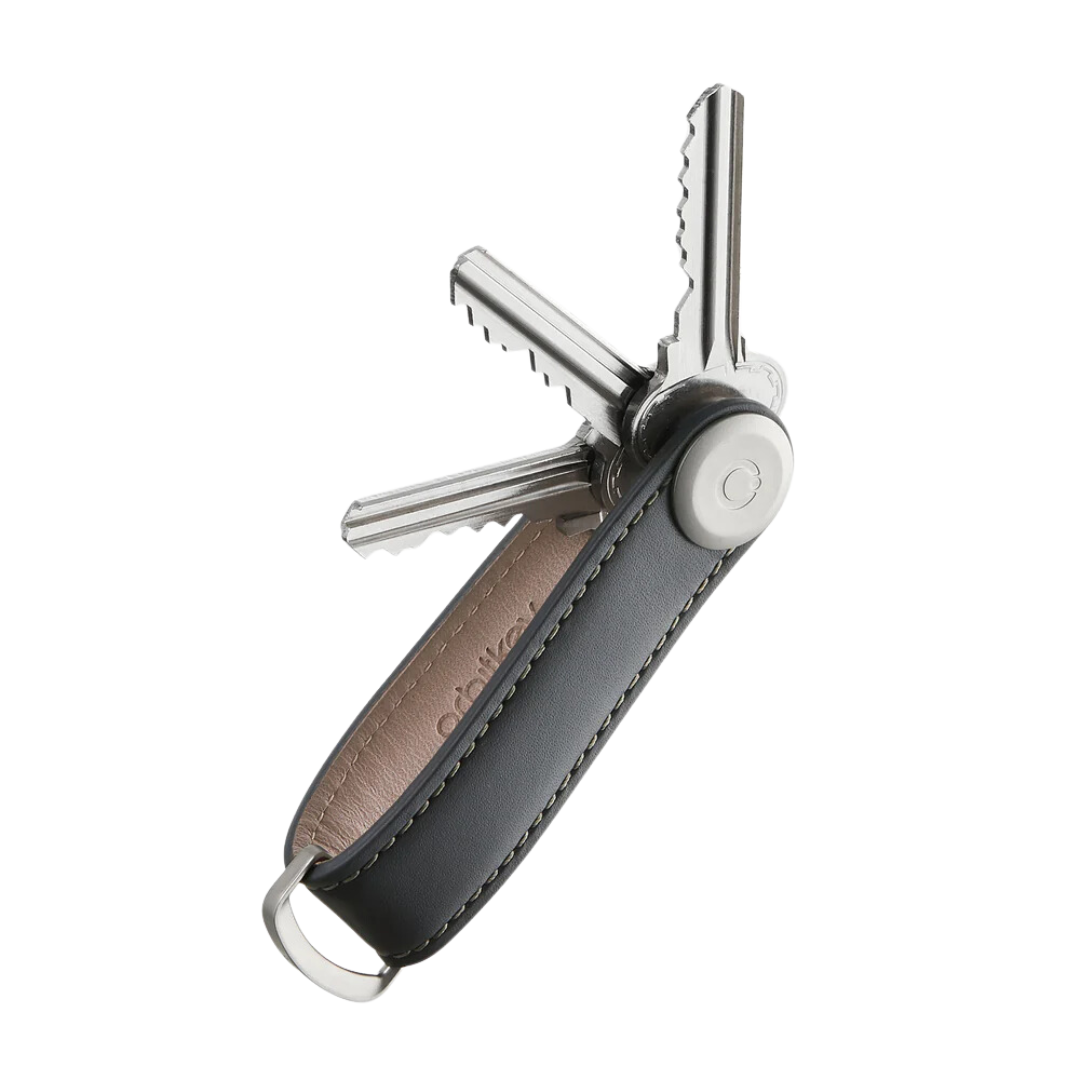 Orbitkey - Key Organiser Leather Charcoal with Grey Stitching