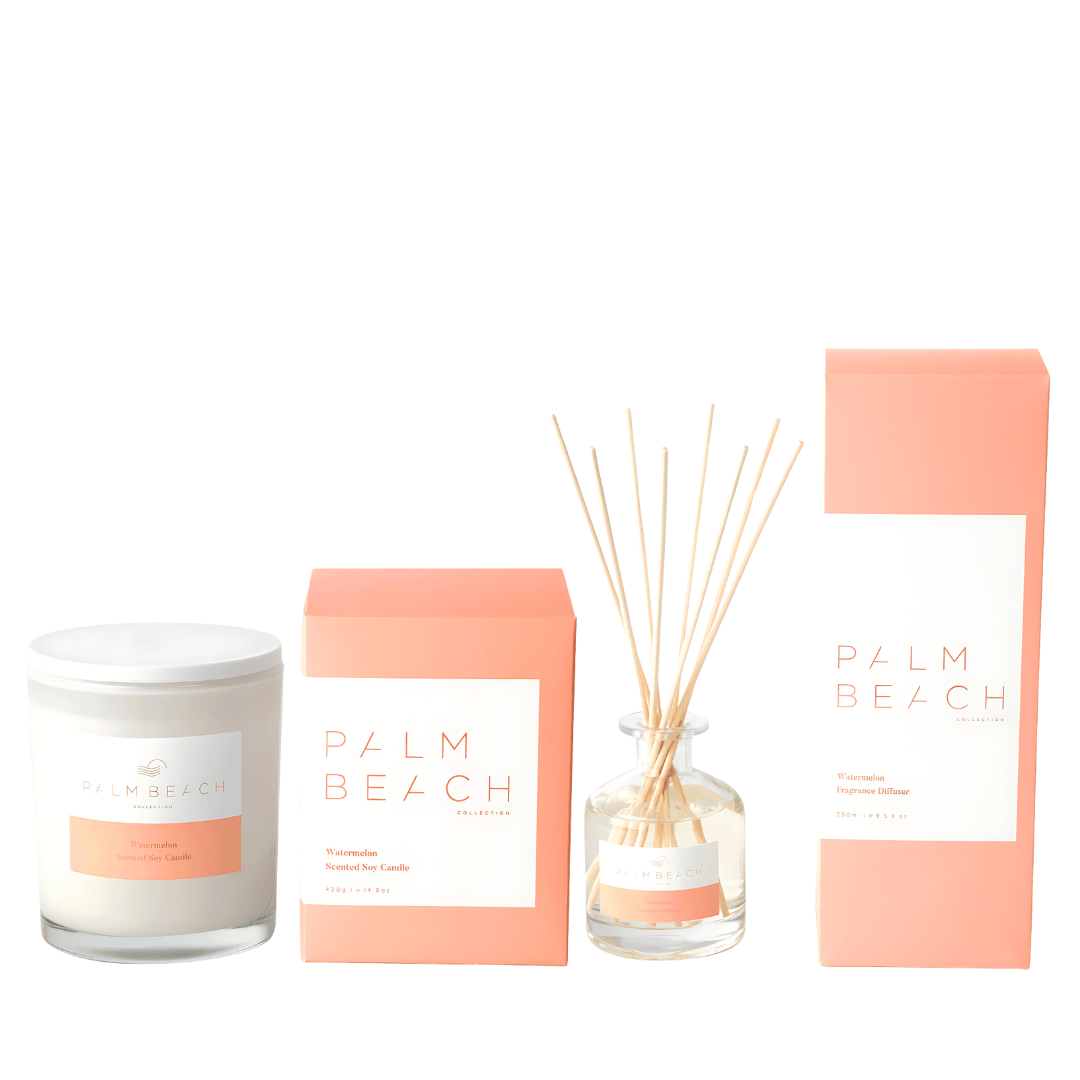 Palm Beach Watermelon Candle 420g & Diffuser 250ml Bundle (worth $100 