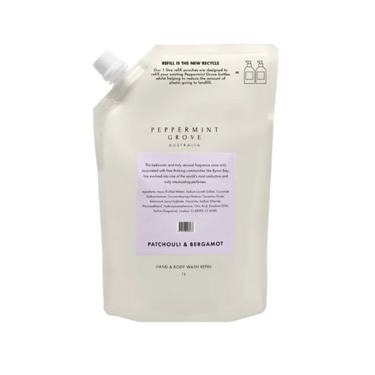 Peppermint Grove Patchouli & Bergamot Hand & Body Wash Refill 1L