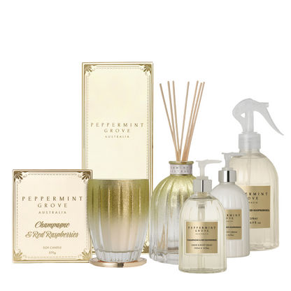 Peppermint Grove Champagne & Red Raspberries Gift Set (worth $175)