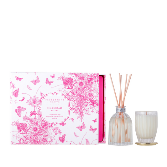 Peppermint Grove Lemongrass & Lime Candle & Diffuser Gift Set