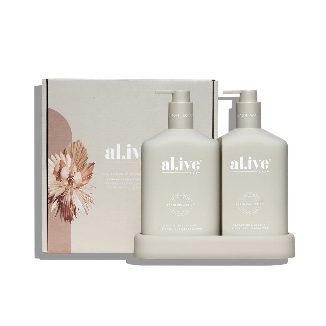 al.ive body Sea Cotton &amp; Coconut Bathroom Duo Wash + Lotion
