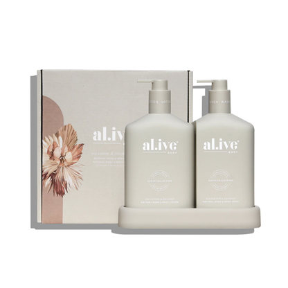 al.ive body Sea Cotton &amp; Coconut Bathroom Duo Wash + Lotion