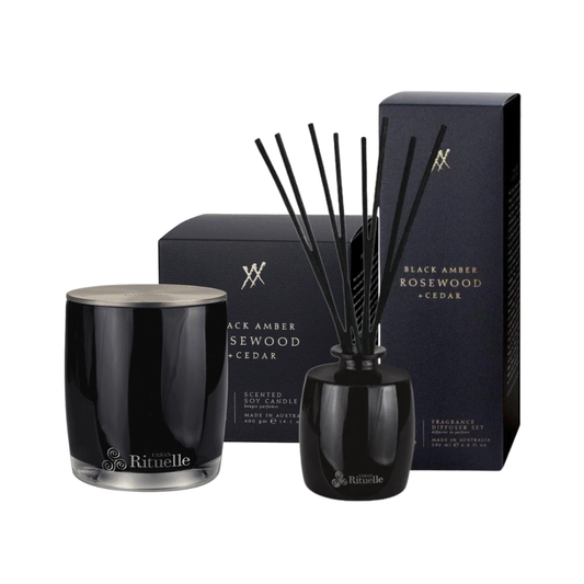Urban Rituelle Black Amber, Rosewood & Cedar Candle & Diffuser Bundle