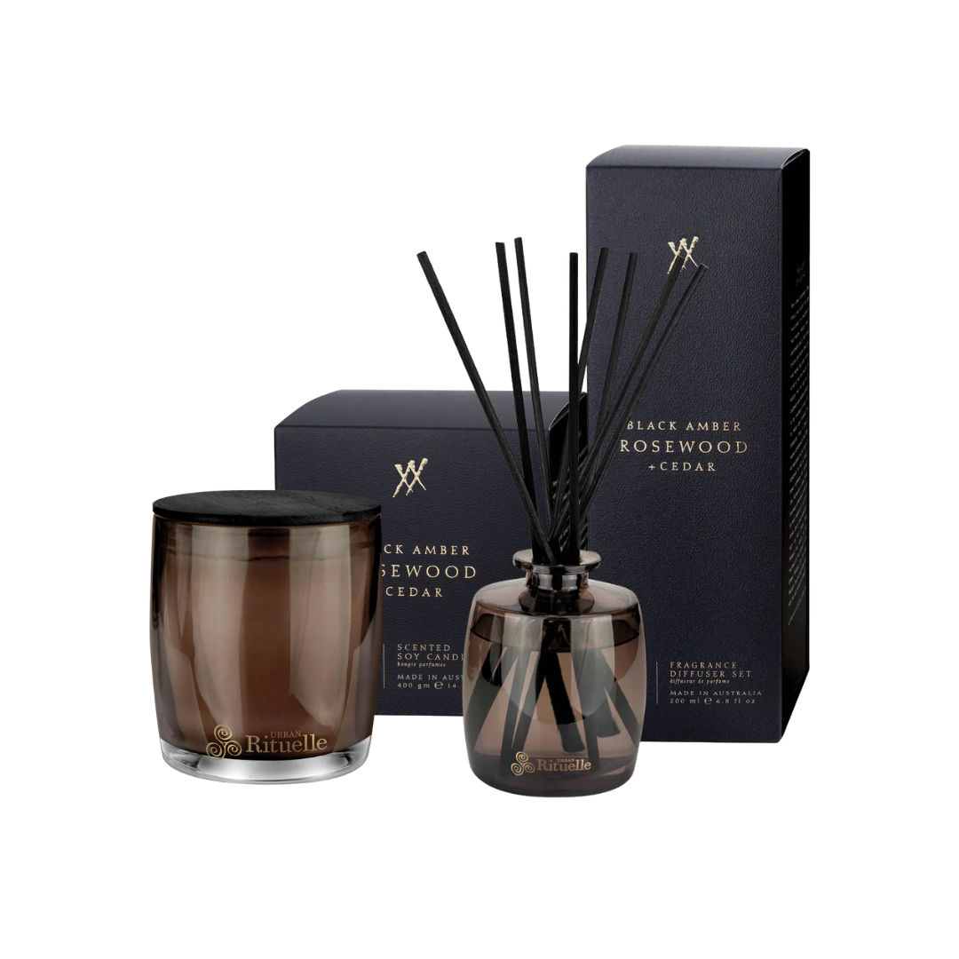 Urban Rituelle Black Amber, Rosewood & Cedar Candle & Diffuser Bundle