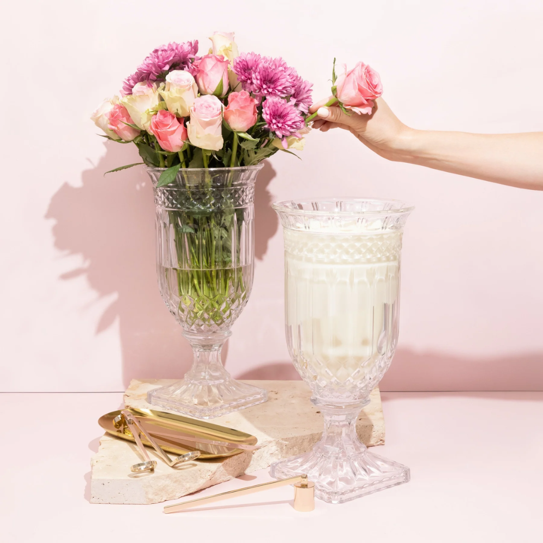 Lee & Lou Camellia & Pink Lotus Crystal Vase Candle 1.5kg