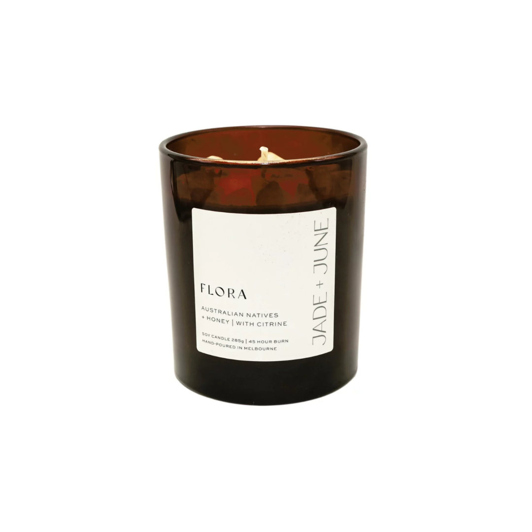 Jade + June Flora Crystal-Infused Soy Candle – 45hr Burn