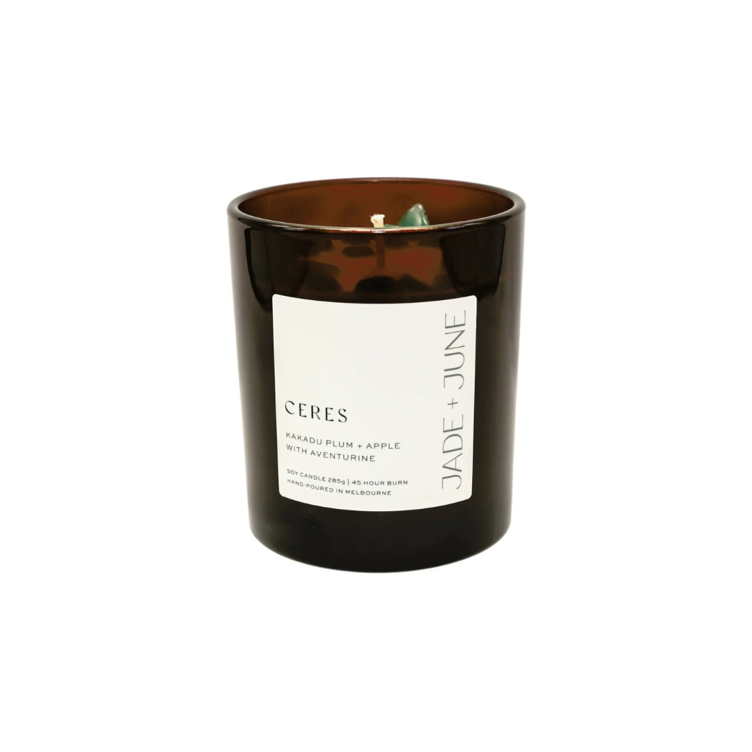 Jade + June Ceres Crystal-Infused Soy Candle – 45hr Burn