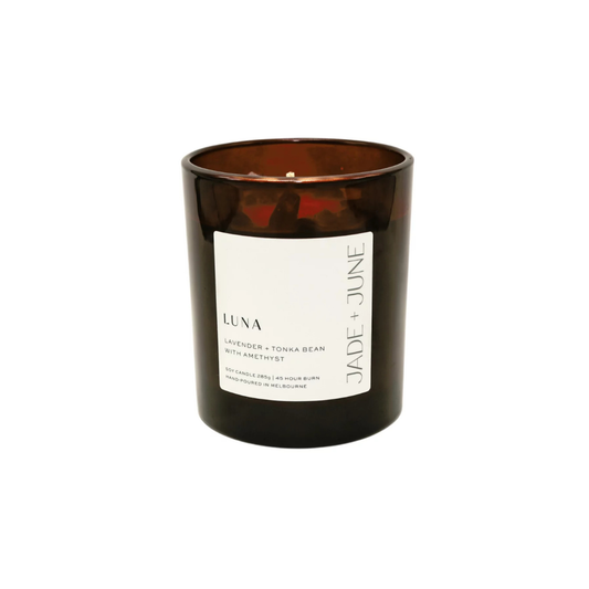 Jade + June Luna Crystal-Infused Soy Candle – 45hr Burn