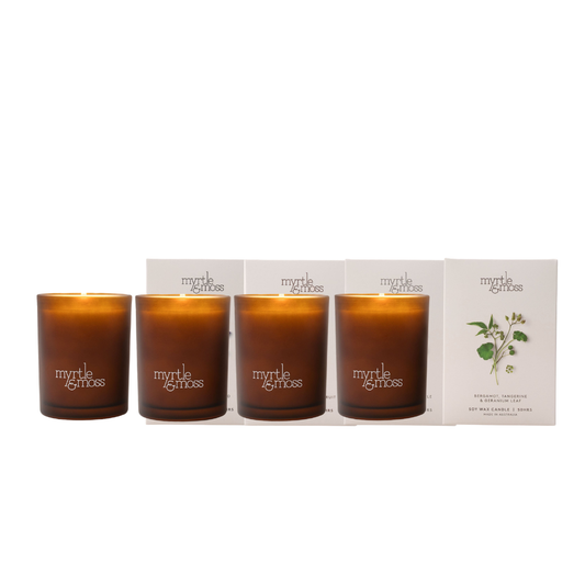 Myrtle & Moss Signature Candle Collection 4 x 50-Hour Soy Wax Candles