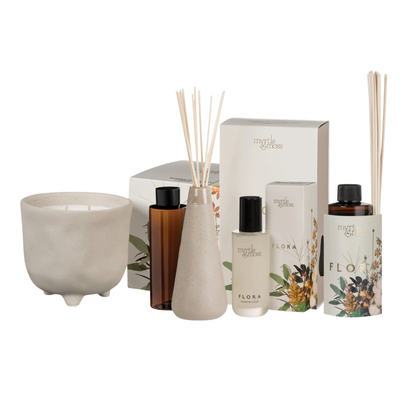 Myrtle & Moss Flora Botanical Candle, Diffuser, Interior Scent & Refill Home Fragrance Bundle