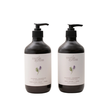 Myrtle & Moss Signature Rosemary, Cedarwood & Lavender Bud Wash & Lotion Bundle