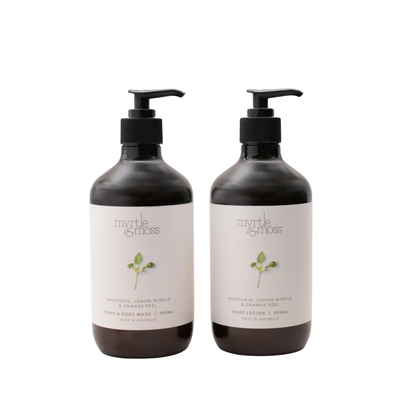 Myrtle & Moss Signature Mandarin, Lemon Myrtle & Orange Peel Wash & Lotion Bundle