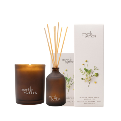 Myrtle & Moss Signature Mandarin, Lemon Myrtle & Orange Peel Candle & Diffuser Bundle