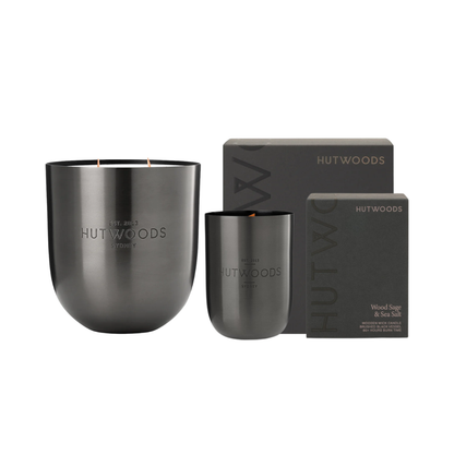 Hutwoods Wood Sage & Sea Salt Matte Black Vessel Candle Duo Bundle