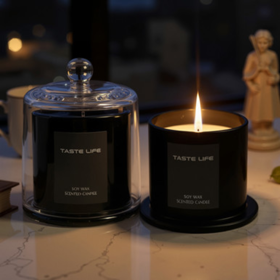 Premium Soy Wax Scented Candle with Glass Cloche
