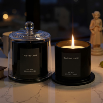 Premium Soy Wax Scented Candle with Glass Cloche