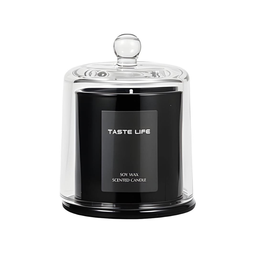 Premium Soy Wax Scented Candle with Glass Cloche