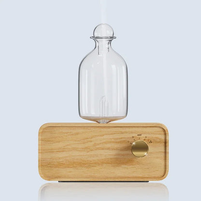Glass Essential Oil Nebulizer Diffuser with Wood Grain Base - The Gift Company