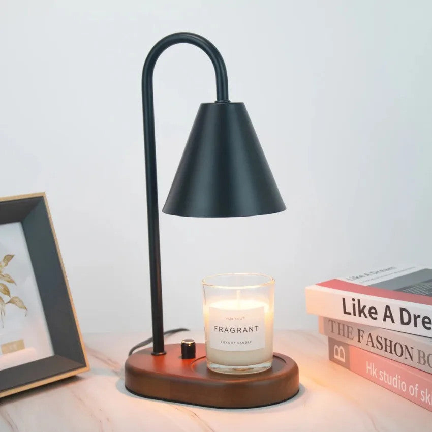 Electric Candle Warmer Lamp with Dimmer & Wooden Base