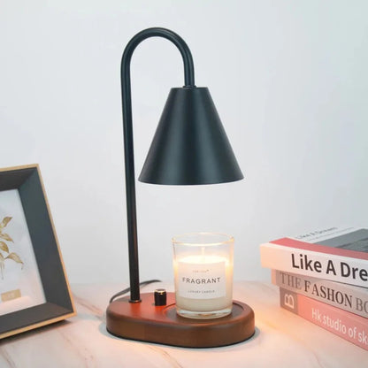 Electric Candle Warmer Lamp with Dimmer & Wooden Base