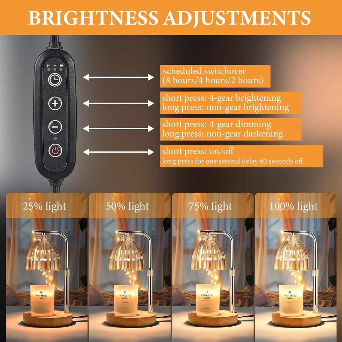 Adjustable Height Candle Warmer Lamp with Timer & Dimmer - The Gift Company