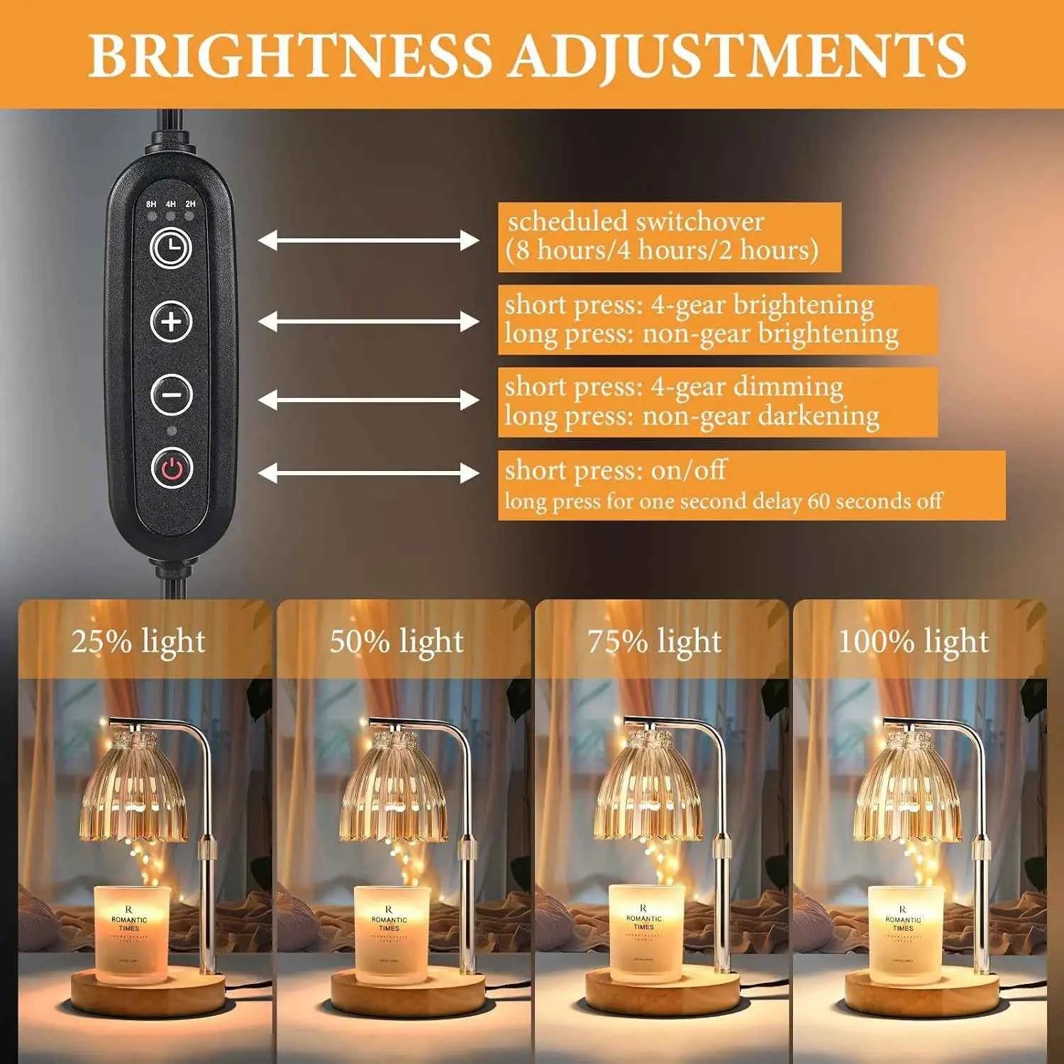 Adjustable-Height Candle Warmer Lamp with Timer & Dimmer – view 3