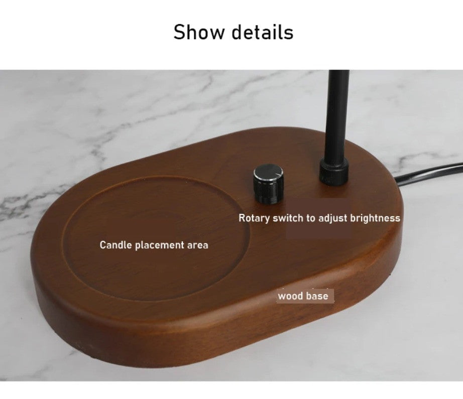 Electric Candle Warmer Lamp with Dimmer & Wooden Base