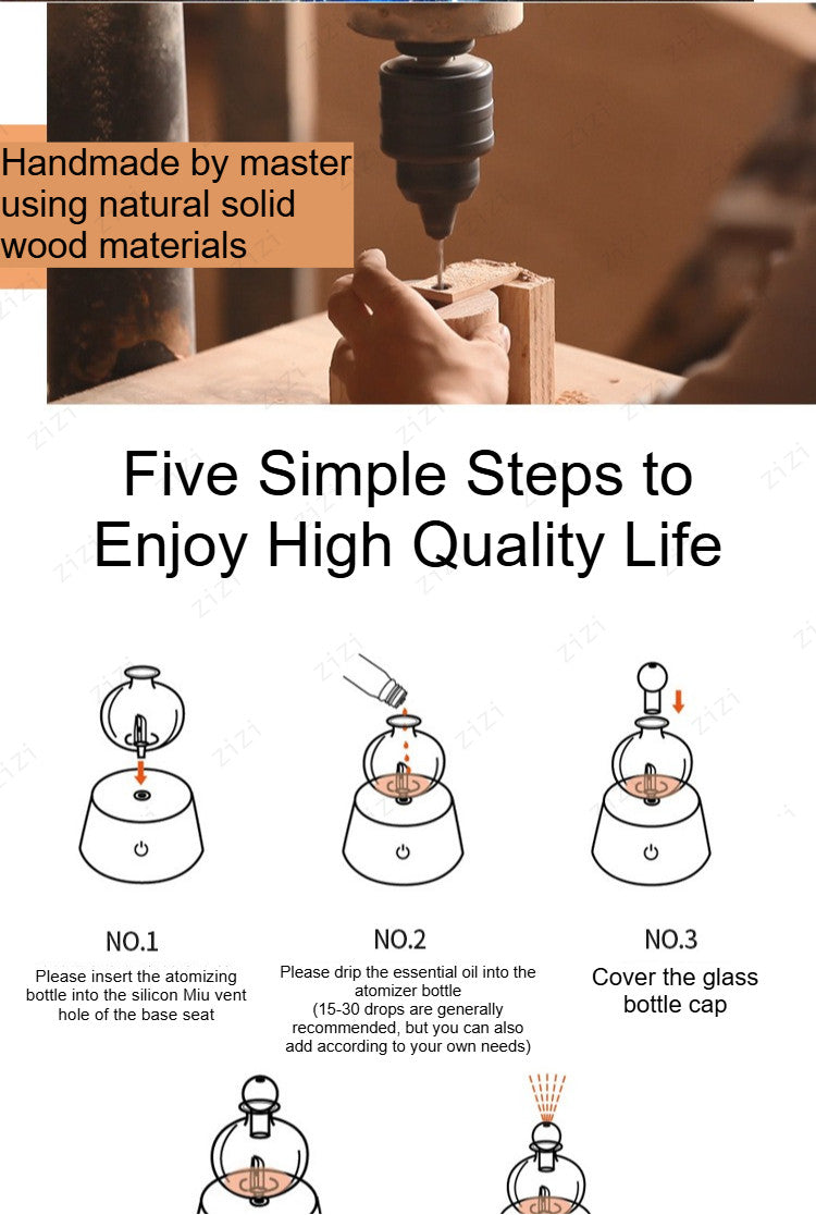 Solid Wood Waterless Essential Oil Atomiser Diffuser