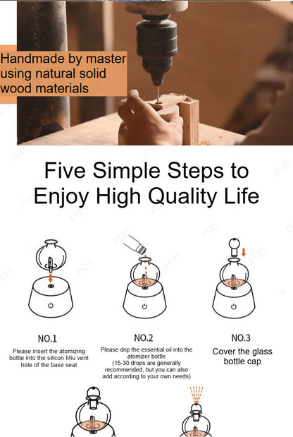 Solid Wood Waterless Essential Oil Atomiser Diffuser