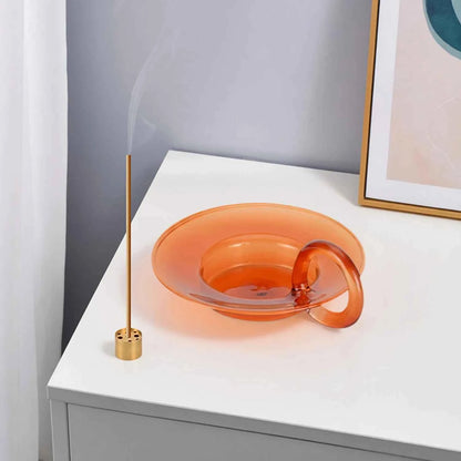 Glass Incense Holder with Brass Nine-Hole Insert – view 5