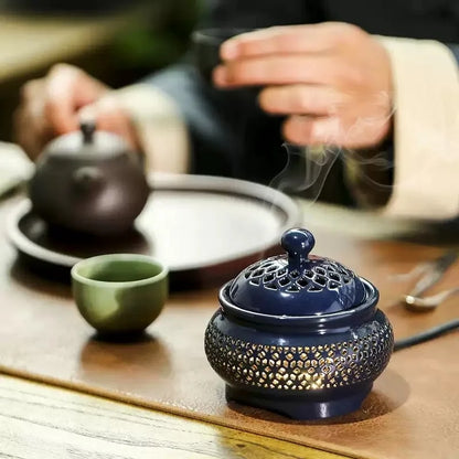 Electric Ceramic Incense Burner with Warm Ambient Light