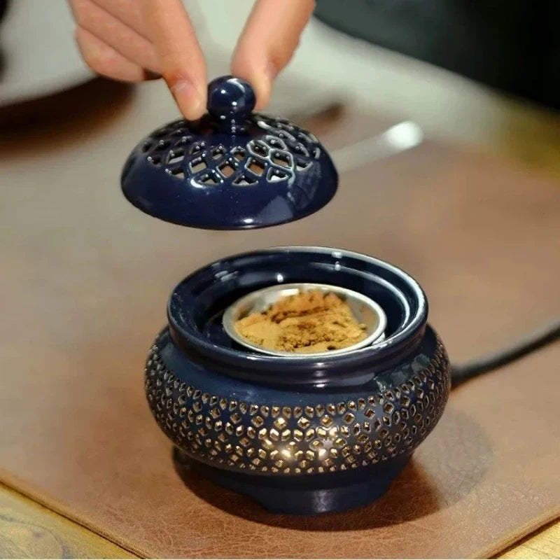 Electric Ceramic Incense Burner with Warm Ambient Light