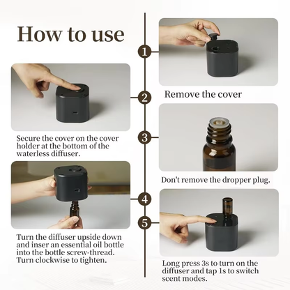 Portable Waterless Essential Oil Diffuser with 3 Mist Modes