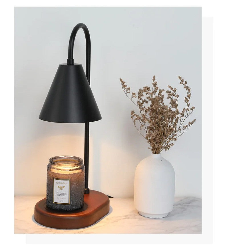 Electric Candle Warmer Lamp with Dimmer & Wooden Base