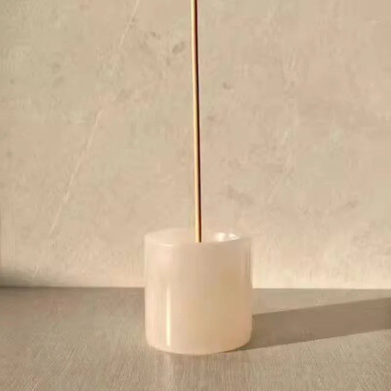 Natural Stone Incense Holder – Jade & Travertine, 6cm